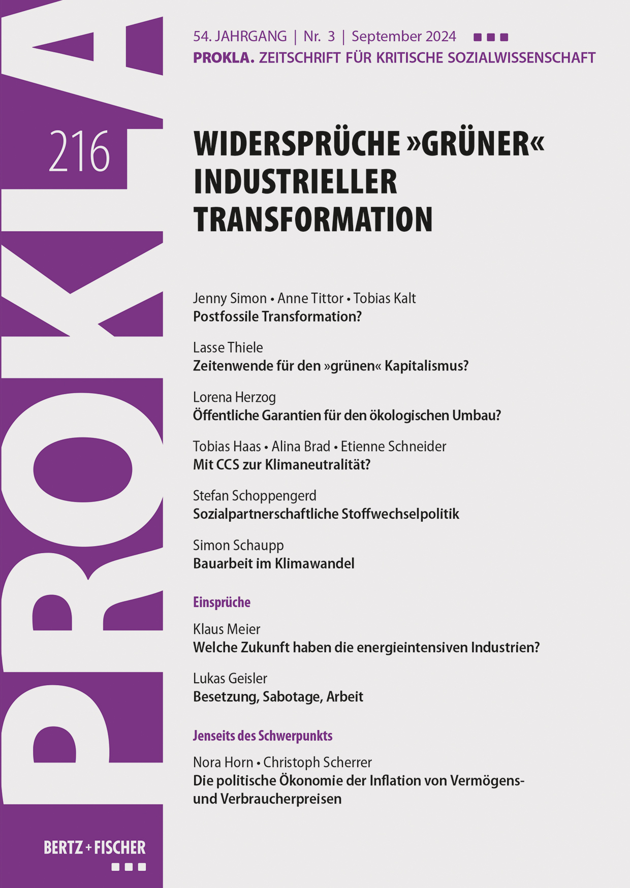 Titelbild der PROKLA 216 »Widersprüche »grüner« industrieller Transformation«